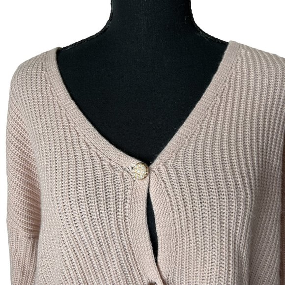 SHEIN‎ Women's Pink Knit Cardigan Sweater Pearl Buttons Sz Small - Picture 2 of 6